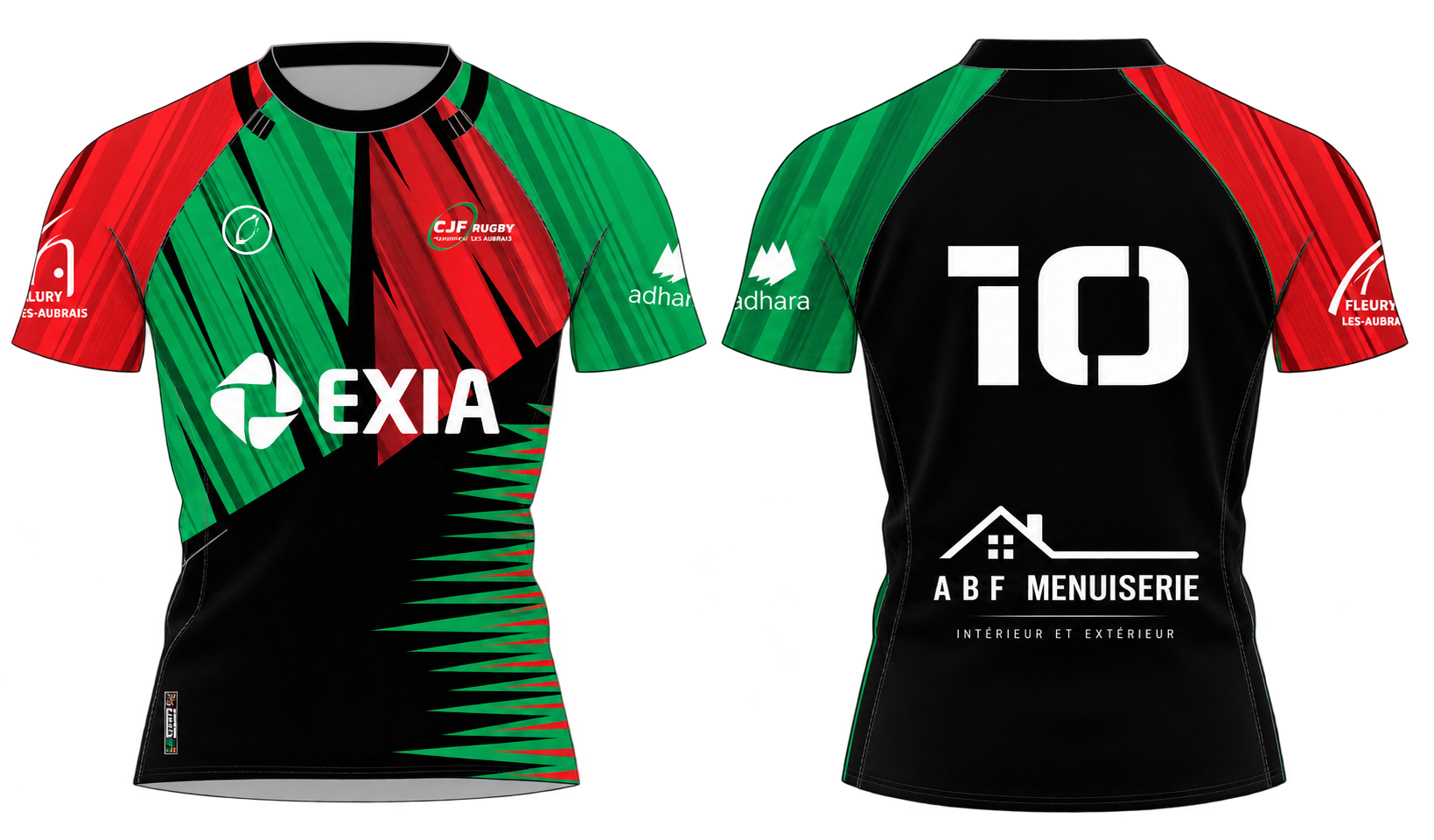 Maillot CJF Rugby, vues devant et derrière